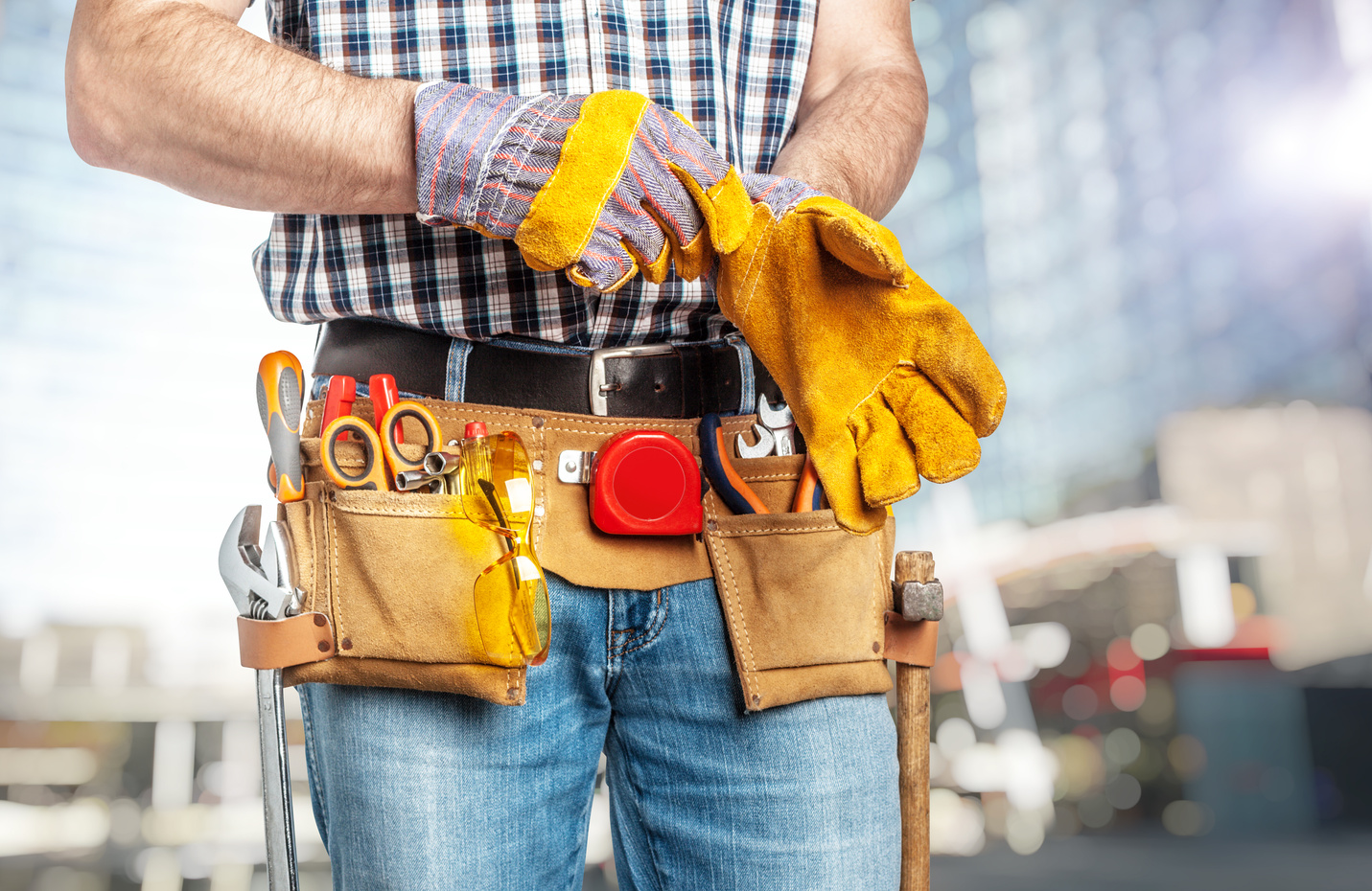 Handyman Wearing Gloves