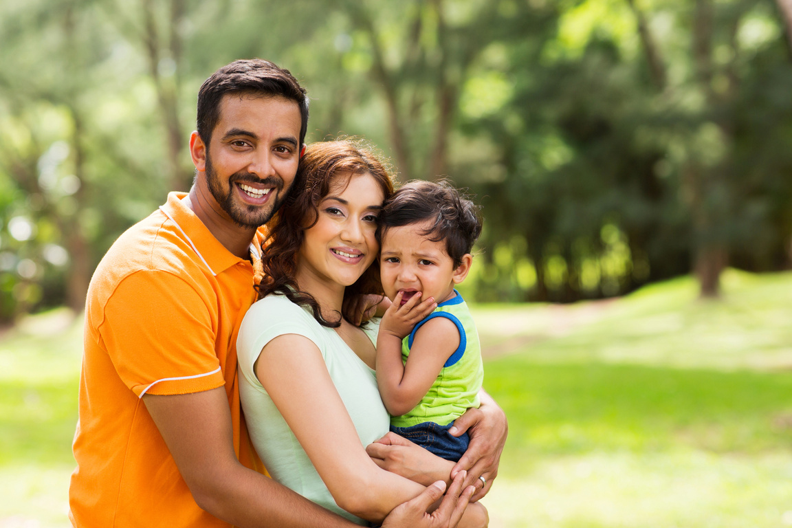 beautiful indian family outdoors